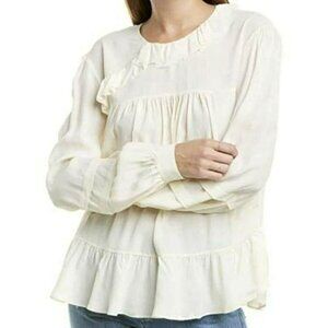 IRO Ivory Ruffled Long Sleeve Blouse Size 36/S MSRP $440